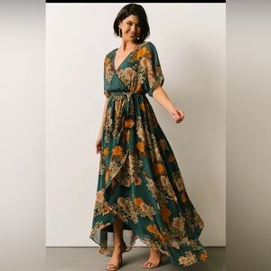 Baltic Born Madeline Maxi chiffon dress floral elastic waist kimono sleeves
